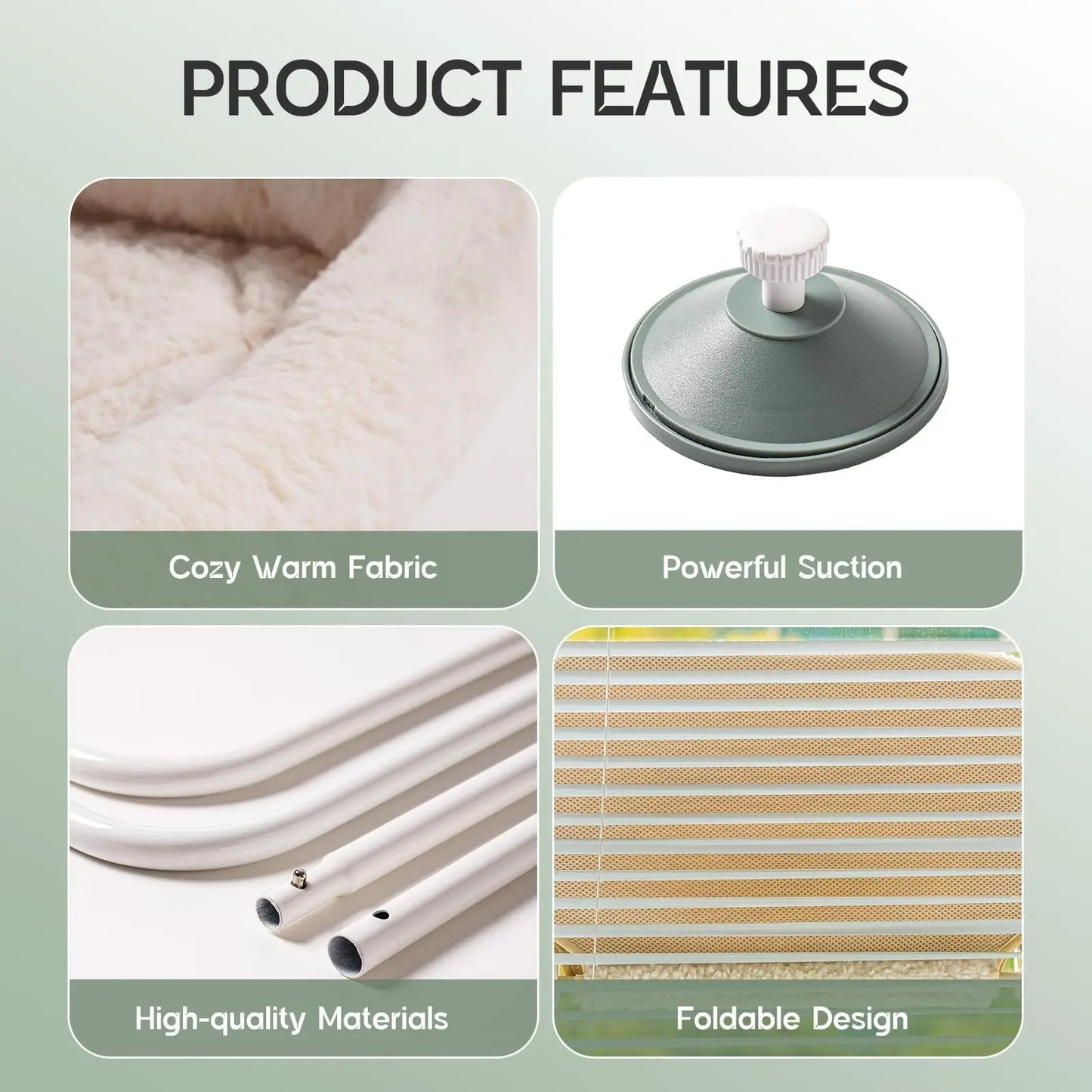 MEWOOFUN Cat Window Hammock Bed for Indoor Cats Foldable Cat Window Perch Bed Upgrade Strong Suction Cups Sturdy Hold up to 18kg