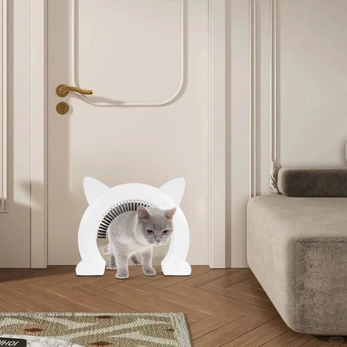 Cat Door, Pet Window, Acrylic Dome, White Brushed Flap for Large Cats, Easy Install Pet Passage, Home Interior Door