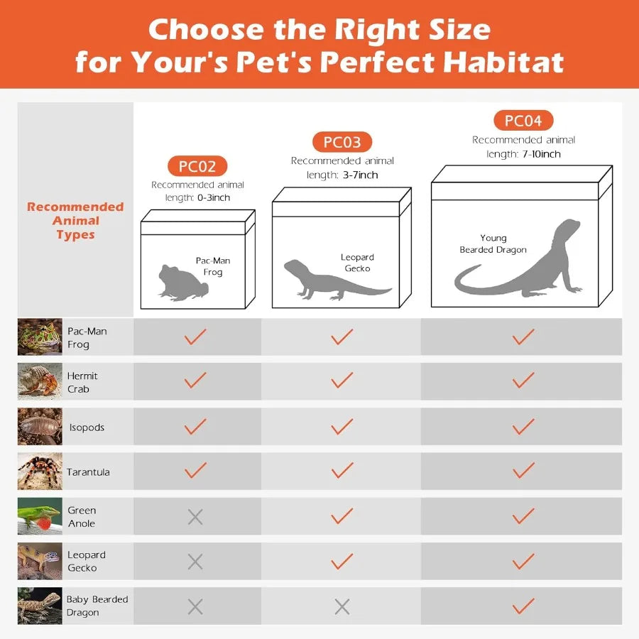 Habitat Terrarium Enclosure for Small Reptiles and Amphibians with Builtin Heat Lamp Hide Cave Bearded Dragon Hammock Ideal for