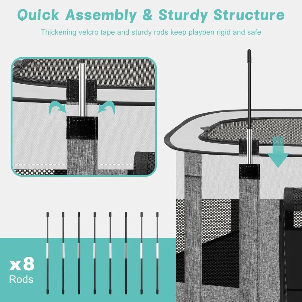 Foldable Pet Playpen - Cat & Puppy Playpen, Travel Dog Crate with Carrying Case, Cat Tent Dog Pen for Outdoor Camping Use