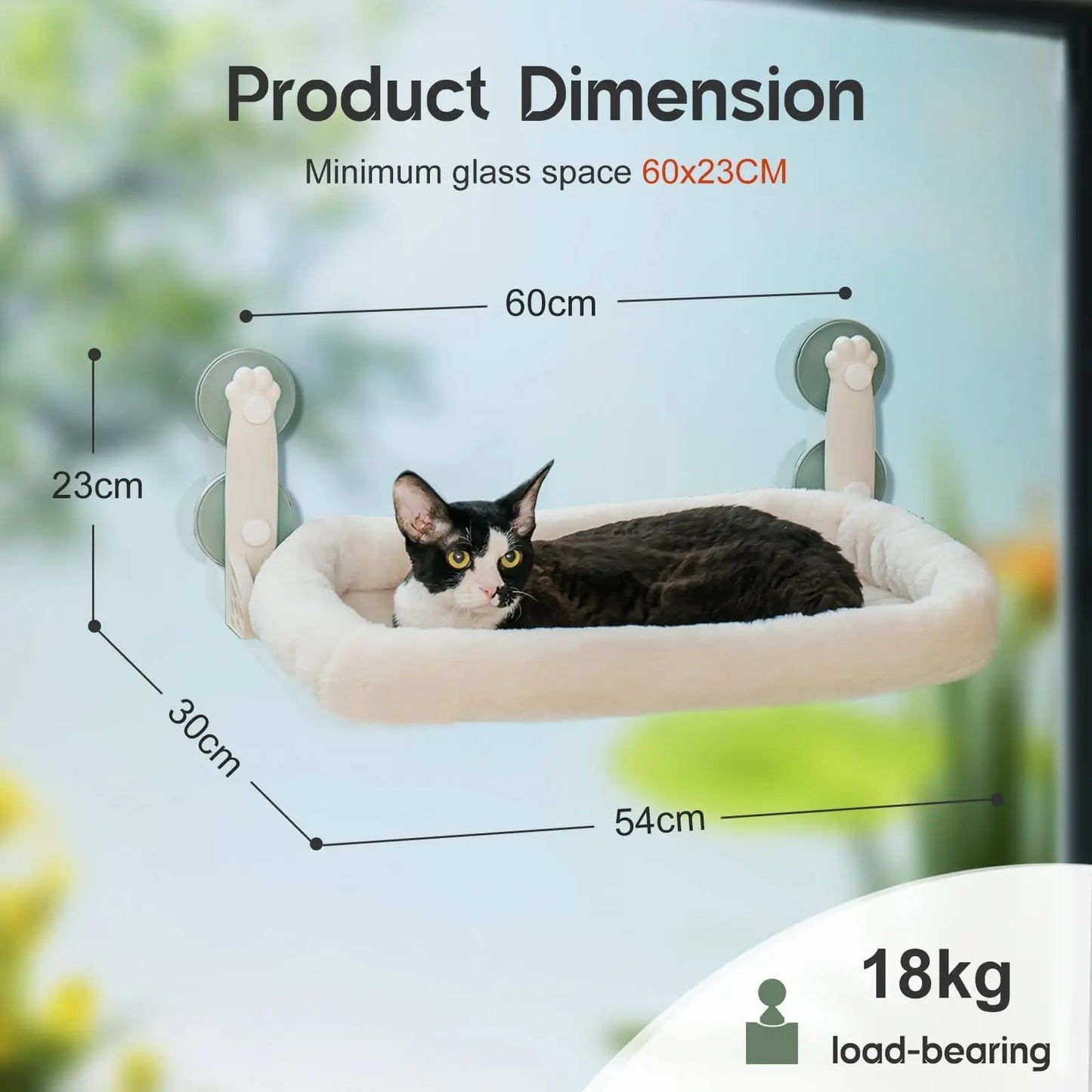 MEWOOFUN Cat Window Hammock Bed for Indoor Cats Foldable Cat Window Perch Bed Upgrade Strong Suction Cups Sturdy Hold up to 18kg