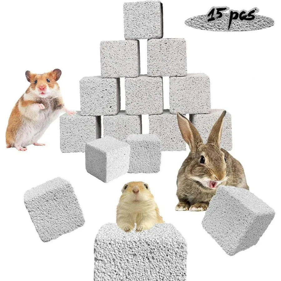 15 Pcs Rabbits Lava Blocks Bunny Teeth Grinding Stone Small Animal Mineral Calcium Stone Chews Toy for Hamsters Chinchillas and