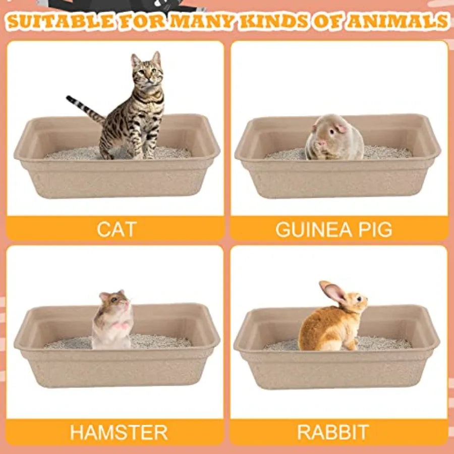 30 Pack Disposable Paper Cat Litter Boxes 16.7 x 12.8 x 4.1 Inch Portable Litter Trays for Cats Kittens Hamsters Guinea Pigs Mi