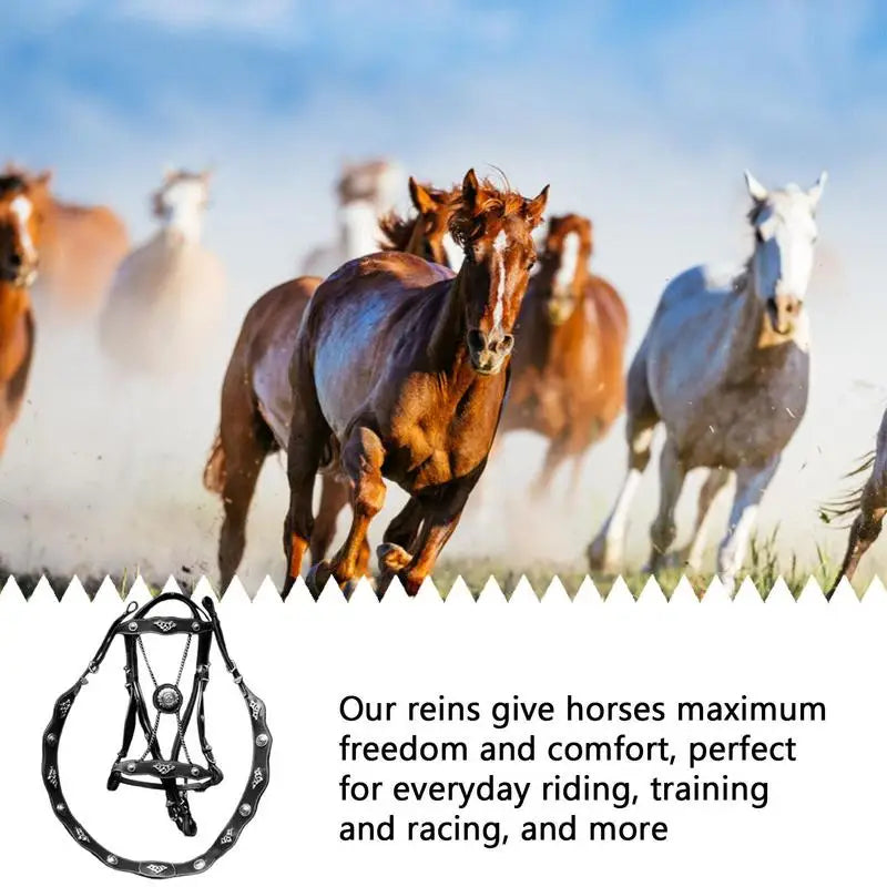 Horse Halters And Lead Ropes PU Leather Halter With Adjustable Metal Buckle Ergonomic Comfortable Unfettered Riding Horse Bridle