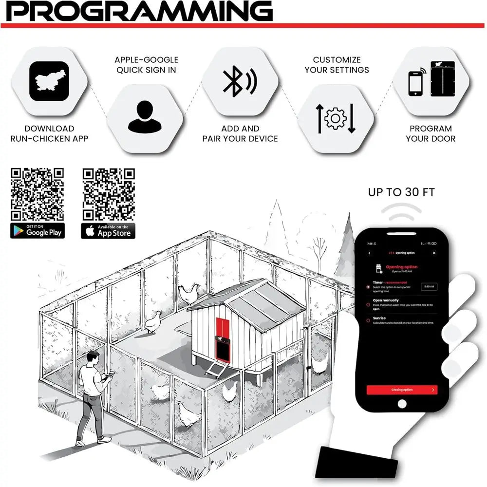 Door Eternal – Solar Automatic Chicken Coop Door with Built-in Solar Power & Battery Backup, Smart App & Timer Control, Weatherp