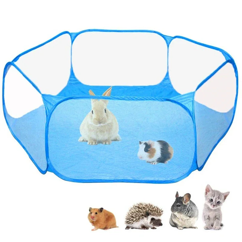 Portable Small Pet Cage Transparent Cat and Dog Cage Tent Pet Open Folding Yard Fence For Dog Hamster Rabbit Guinea Pig