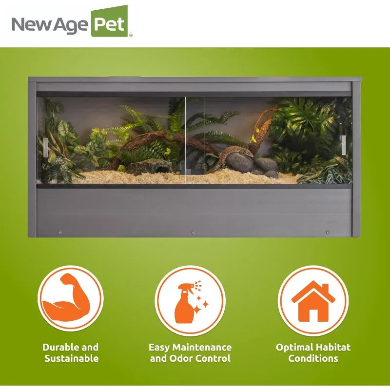 hom  ECOFLEX 48-Inch Mojave Reptile Lounge in Grey- Durable Wood Plastic Composite Habitat with Vented Side Panels,