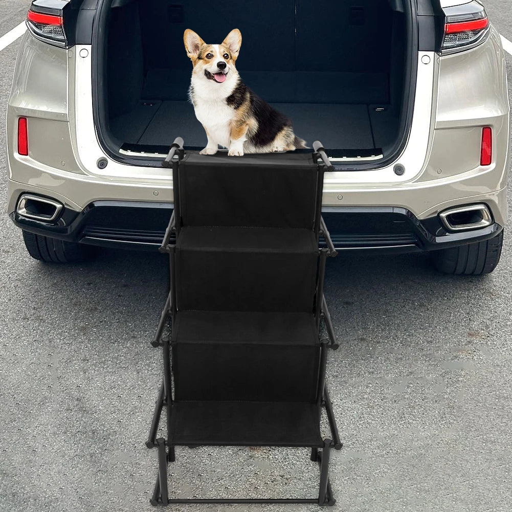 4 Steps Pet Ramp Foldable Dog Pet Ramp with Nonslip Surface Pet Ladder Lightweight Portable Dog Cat Ladder Dog Car Steps for Car