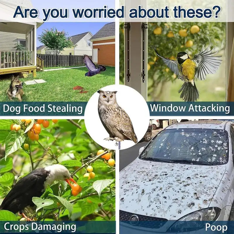 Bird Scarer Acrylic Fake Owl Bird Repellent Reflects Light Hanging Decoration For Garden Yard PestControl Scarecrow Deterrents