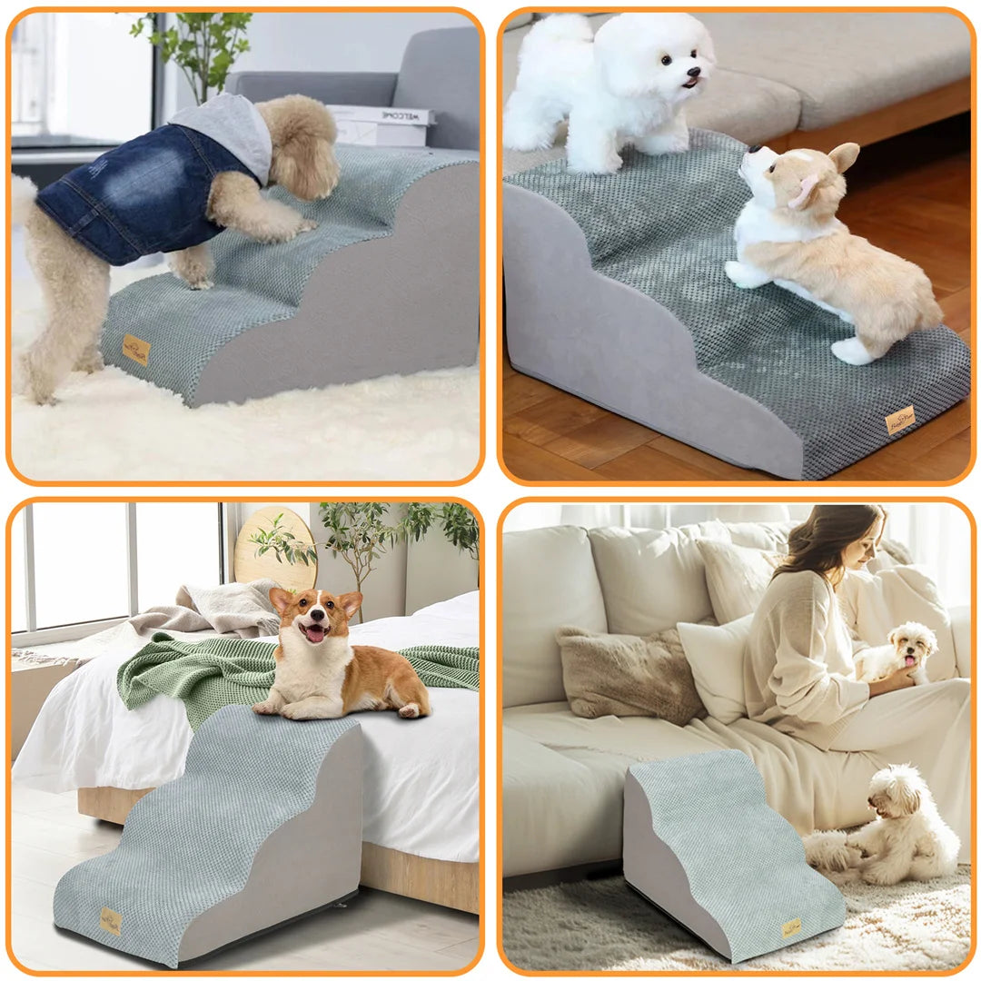 Pet Dog Stairs for High Beds and Sofa Couch High-Density Sponge Foam Dog Steps with Washable Cover for Puppies