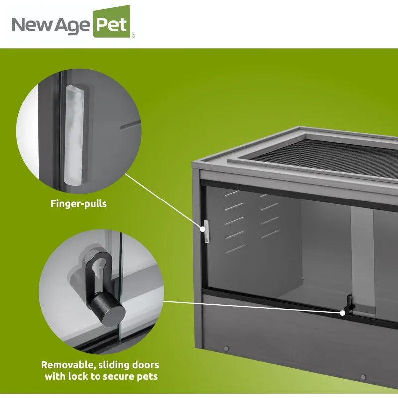 hom  ECOFLEX 48-Inch Mojave Reptile Lounge in Grey- Durable Wood Plastic Composite Habitat with Vented Side Panels,