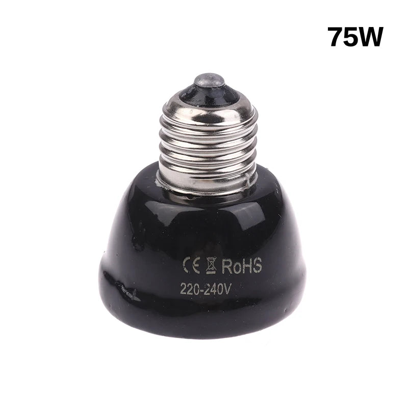 Far-Infrared Ceramic Heat Lamp 25W/50W/75W - No-Light E27 Reptile Heater for Terrariums, 24H Safe Heating