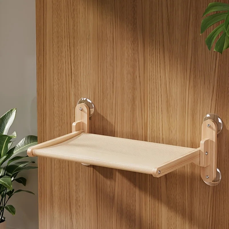 Cat hammock, cat window, suction cup cat bed, suspended sunbathing cat bed, solid wood cat climbing frame, balcony pet supplies