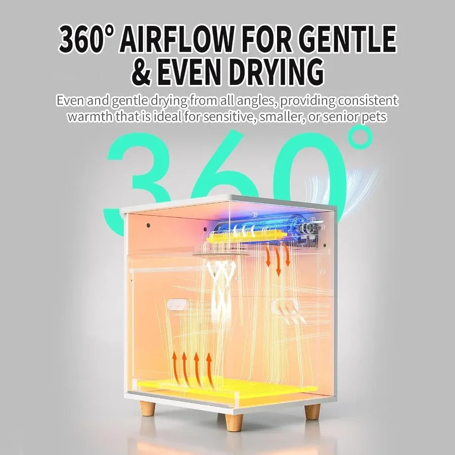 3in1 Automatic Pet Drying Box with Grooming Dryer Multifunction Ozone Sterilizer Pet House Night Stand End Table Ultra Quiet 36