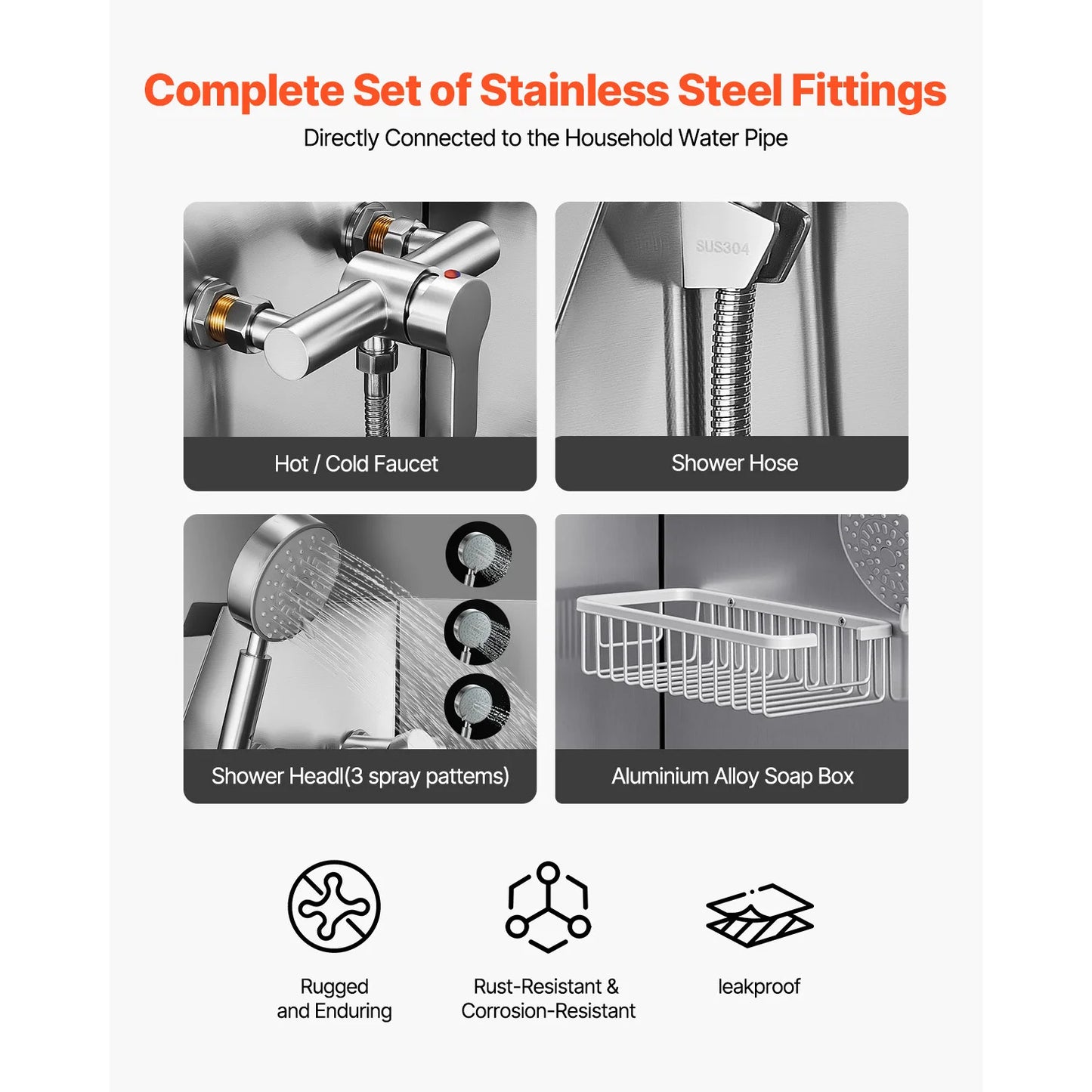 SucceBuy Stainless Steel Dog Washing Station 50inch w/ Ramp PE Water Filter Board Showerhead Soap Holder for Large Medium Small