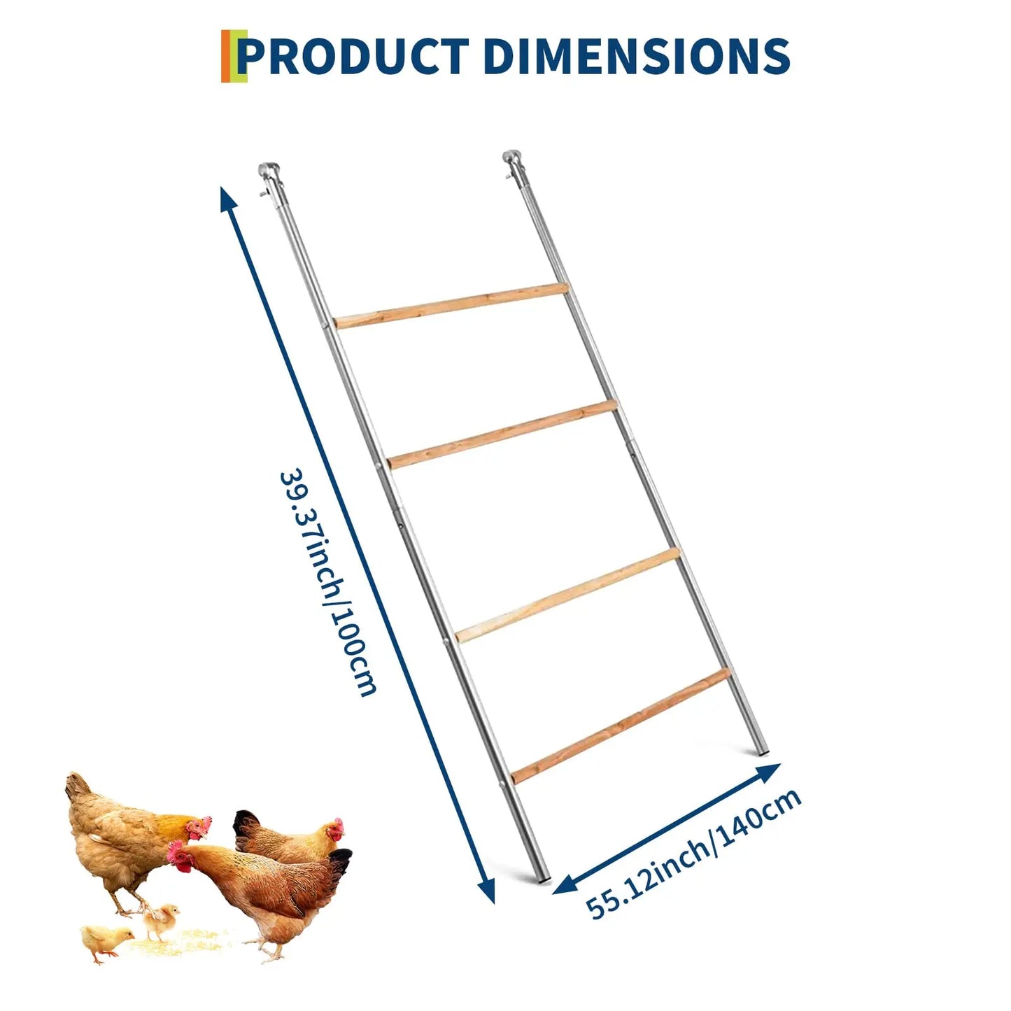 Multi-Tier Chicken Roost Galvanized Steel Perch With Wooden Rungs Durable Poultry Ladder For Hens Indoor Outdoor Coop Accessory