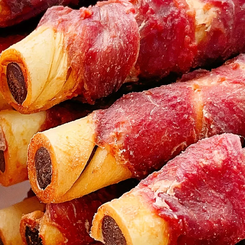 150g/5.29oz Duck Wrapped Cowhide Chocolate Stick, Meat Dog Snacks, Made From duck Meat And Beef Skin, Beef Stuffing, Healthy