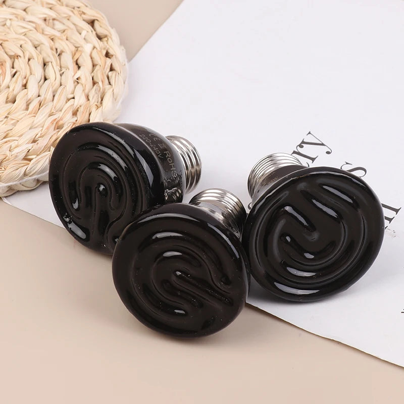 Far-Infrared Ceramic Heat Lamp 25W/50W/75W - No-Light E27 Reptile Heater for Terrariums, 24H Safe Heating