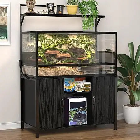 "48x24 Inch Reptile Terrarium Stand with Storage Cabinet for 120 Gallon Bearded Dragon Tank Accessories"