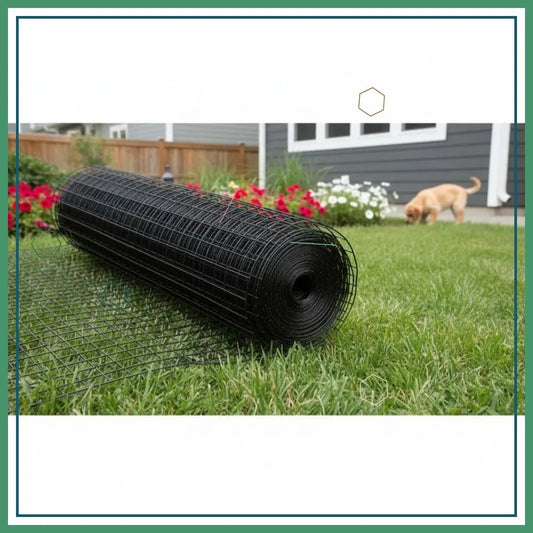 1.5-Inch Black Vinyl Coated Welded Wire Mesh, 16 Gauge for Home and Garden Fencing, Animal Protection