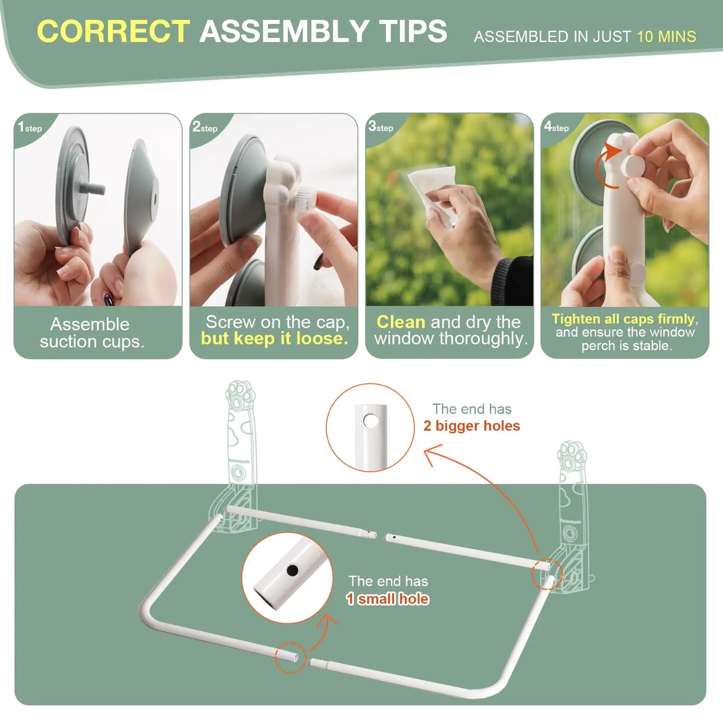 MEWOOFUN Cat Window Hammock Bed for Indoor Cats Foldable Cat Window Perch Bed Upgrade Strong Suction Cups Sturdy Hold up to 18kg