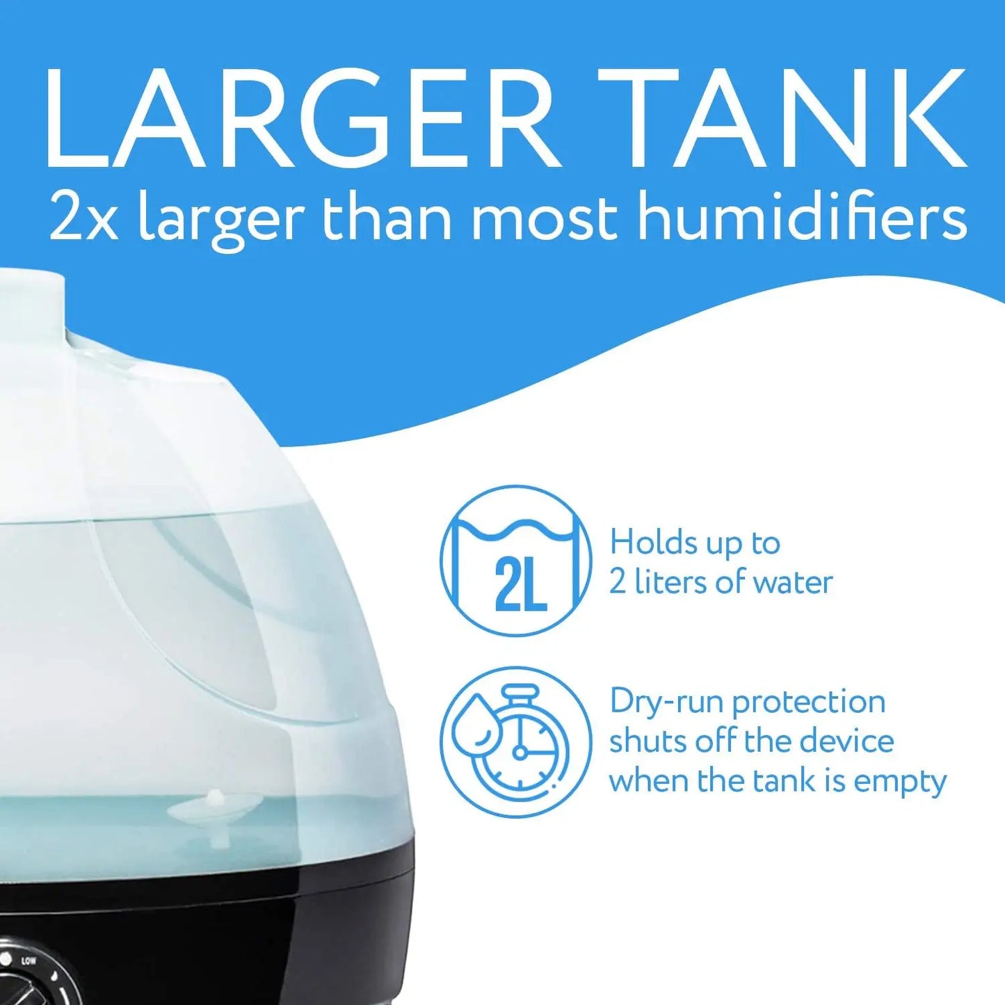 Reptile Fogger & Humidifier - 2L Auto Shut-Off, Adjustable Output, Black/Clear