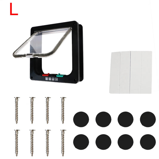 For Dog Cat Kitten ABS Plastic Dog Cat Flap Door With 4 Way Lock Security Flap Door Small Pet Supplies Cat Puppy Safety Gate