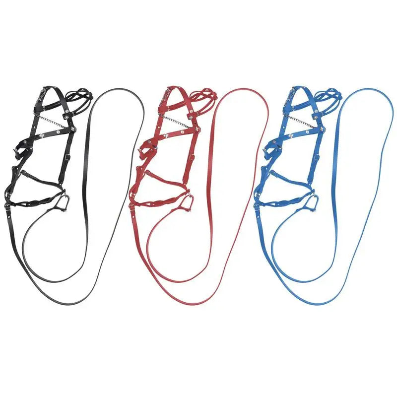 Horse Halters And Lead Ropes PU Leather Halter With Adjustable Metal Buckle Ergonomic Comfortable Unfettered Riding Horse Bridle