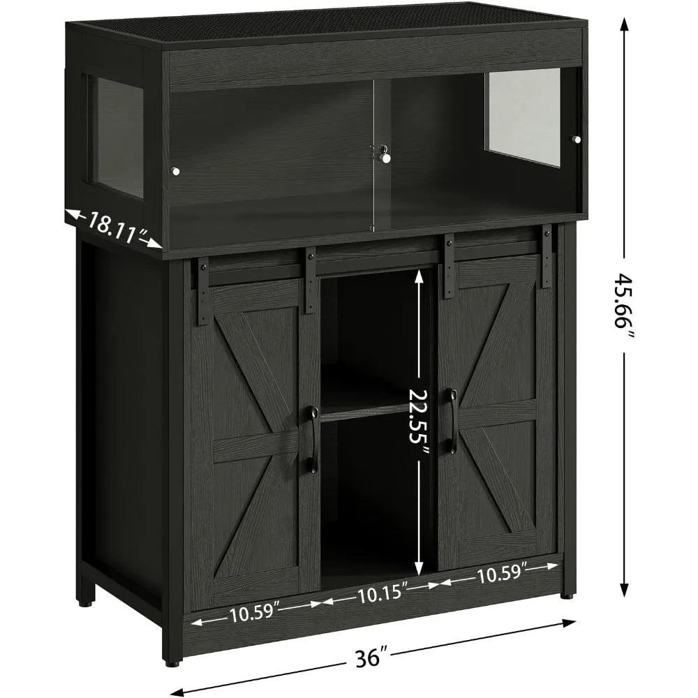 40-Gallon Reptile Habitat with Integrated Stand, Tank Featuring Sliding Barn Door and Storage, Acrylic-Doored Vivarium with Mesh