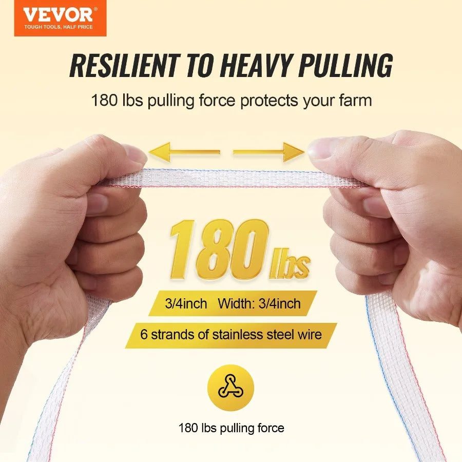 1640Ft 500M Electric Fence Tape Fencing Polytape Horse Cattle Livestock