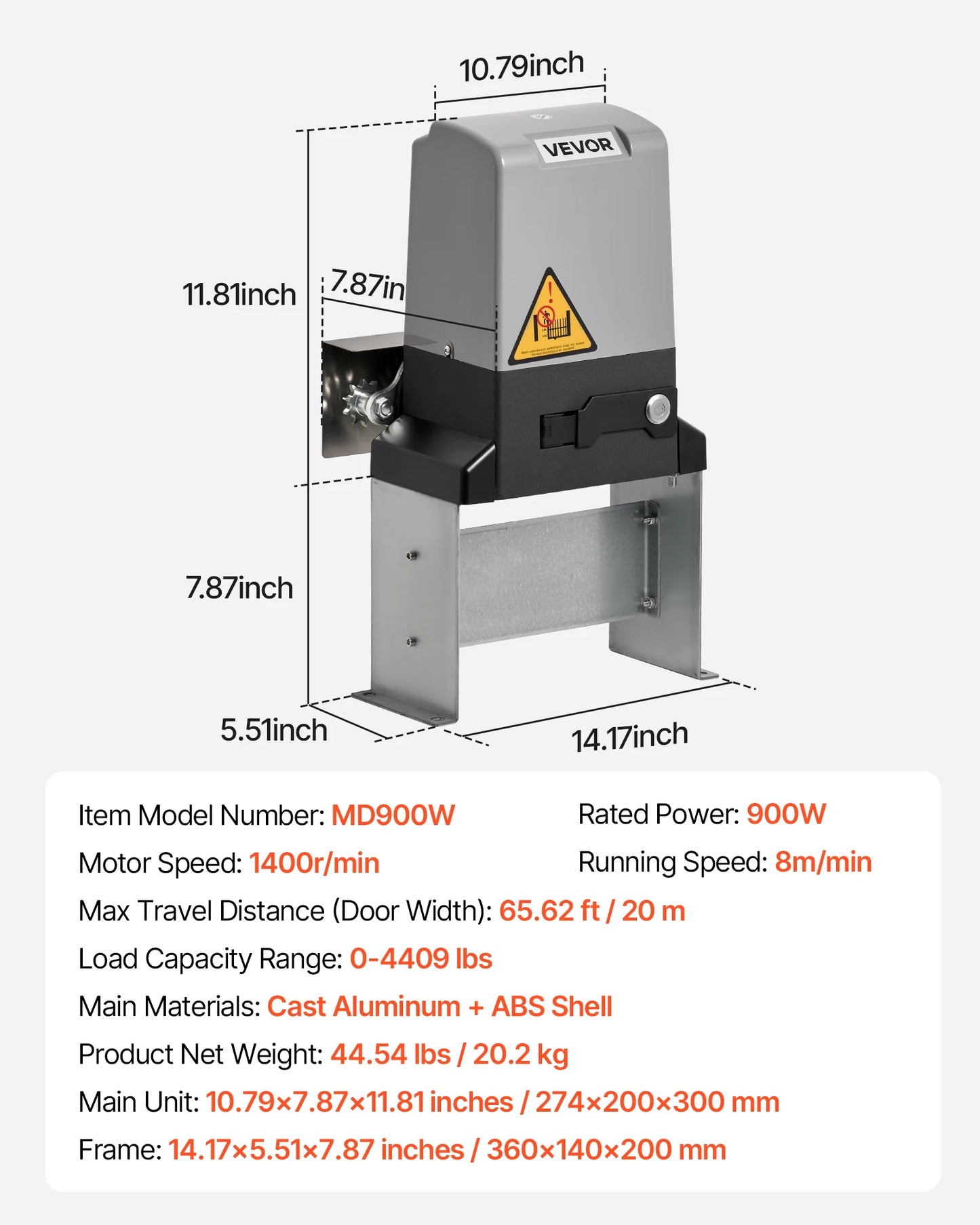 SucceBuy Solar Gate Opener Gate Opener Chain Drive Sliding Fence Door Motor with Infrared Sensor Driveway Gates Opening System