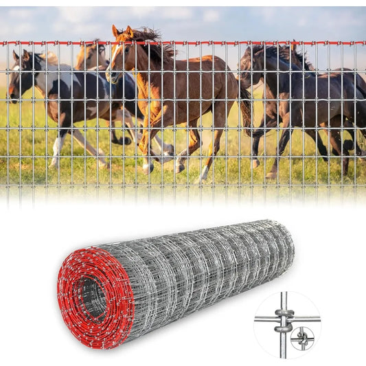 Heavy Duty 4x100ft Horse Fence with 2x4 Inch Mesh for Rust-Resistant Livestock Farming, Pasture, Garden, and Animal Enclosures