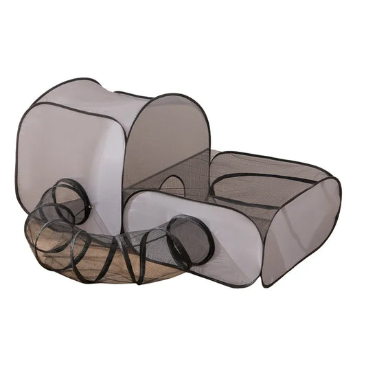 Square Gray Cats and Dogs Delivery Room Hard Oxford Cloth with a Play Tunnel Foldable Pets Nest
