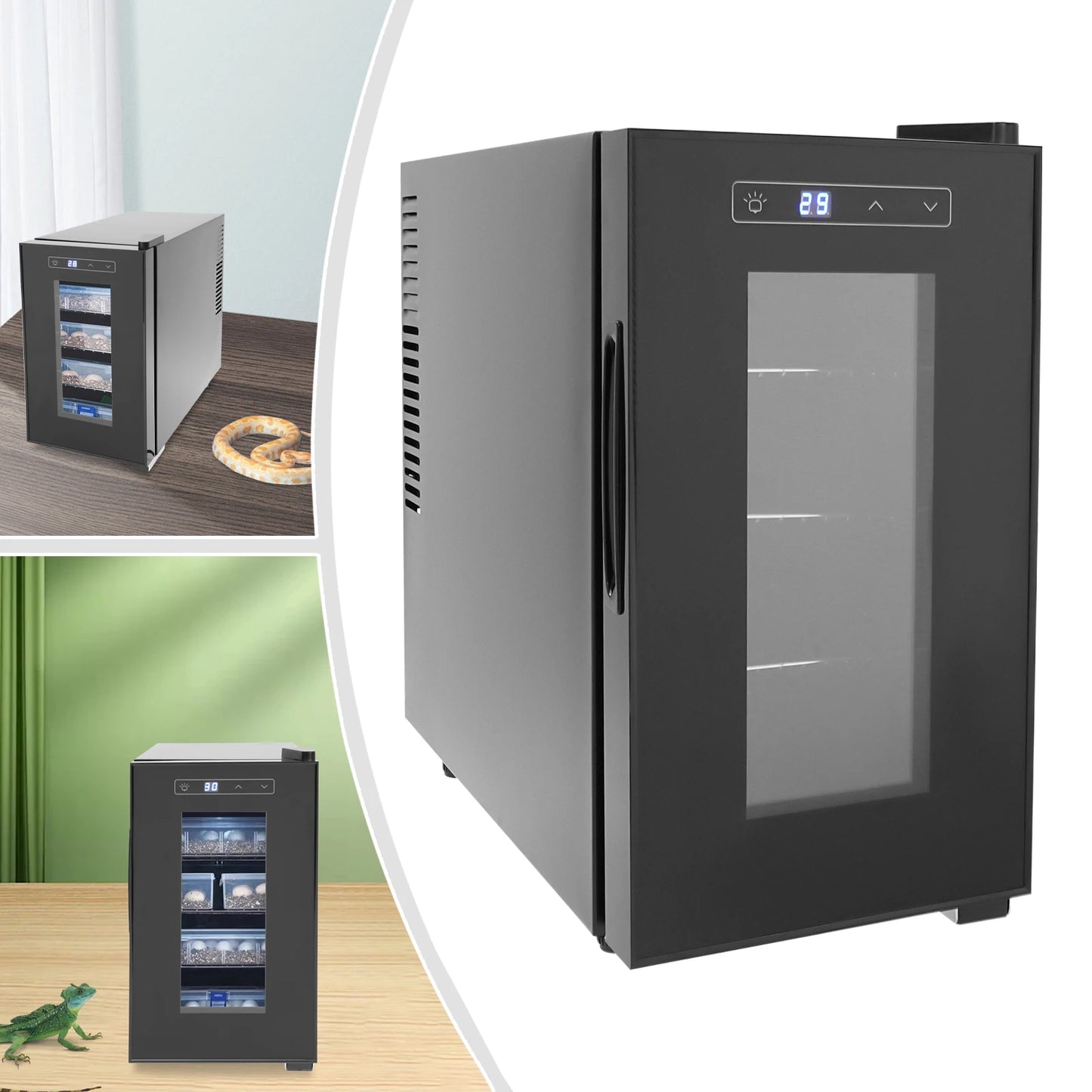 Professional Reptile Egg Incubator w/Precise 50-104°F Digital Thermostat,  Auto Heating/Cooling for Snakes/Lizards/Turtles