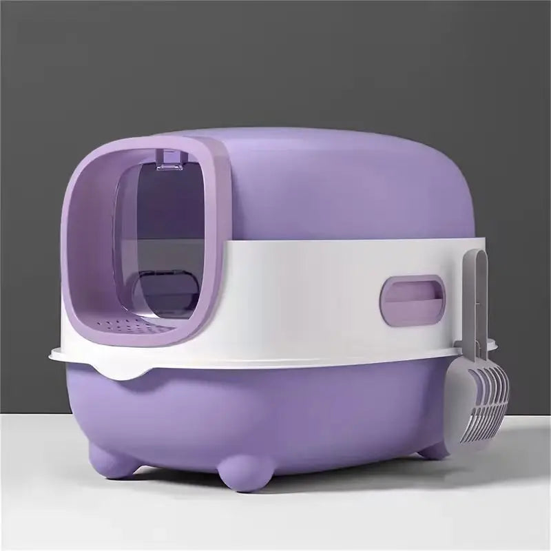 Large Cat Litter Box, Fully Enclosed, Splash Proof, Easy to Store and Install, Can Hold Cat Litter, Equipped with a Shovel