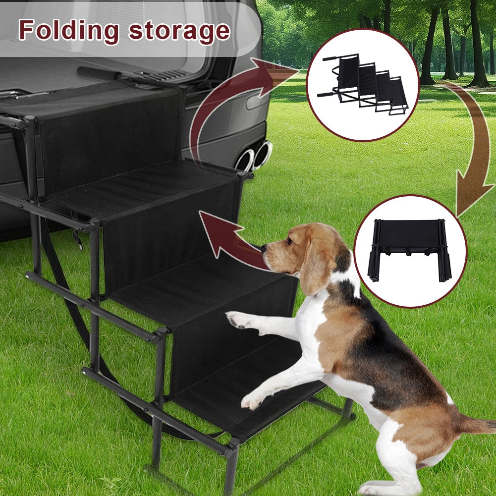 4 Steps Pet Ramp Foldable Dog Pet Ramp with Nonslip Surface Pet Ladder Lightweight Portable Dog Cat Ladder Dog Car Steps for Car