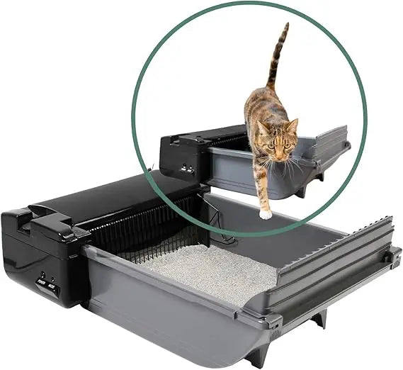 Self Cleaning Semi Automatic Cat Litter Box - Smart Scoop Cat Litter Box with 6 Bags & Carbon Filter for Up to Two Cats