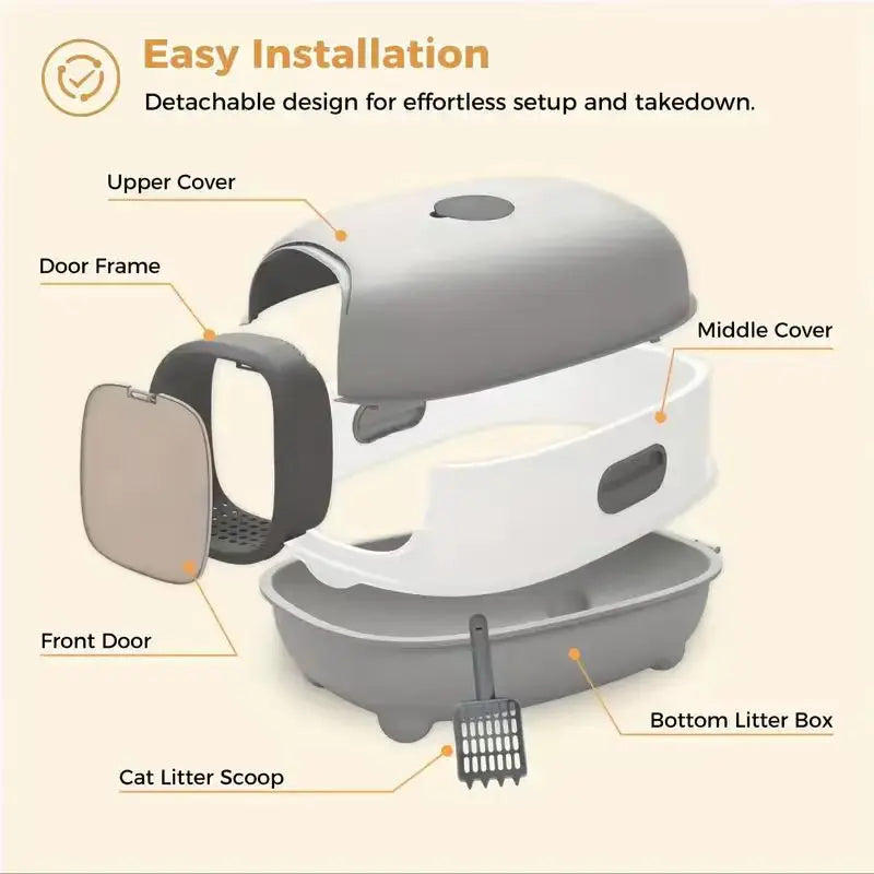 Large Cat Litter Box, Fully Enclosed, Splash Proof, Easy to Store and Install, Can Hold Cat Litter, Equipped with a Shovel