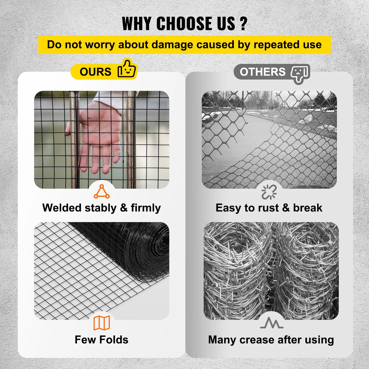 SucceBuy Welded Wire Fence Vinyl Coated Chicken Rabbit Mesh 1"x1" 16 Gauge 24"x50'/24"x100'/36"x50' Black Hardware Cloth & Mesh