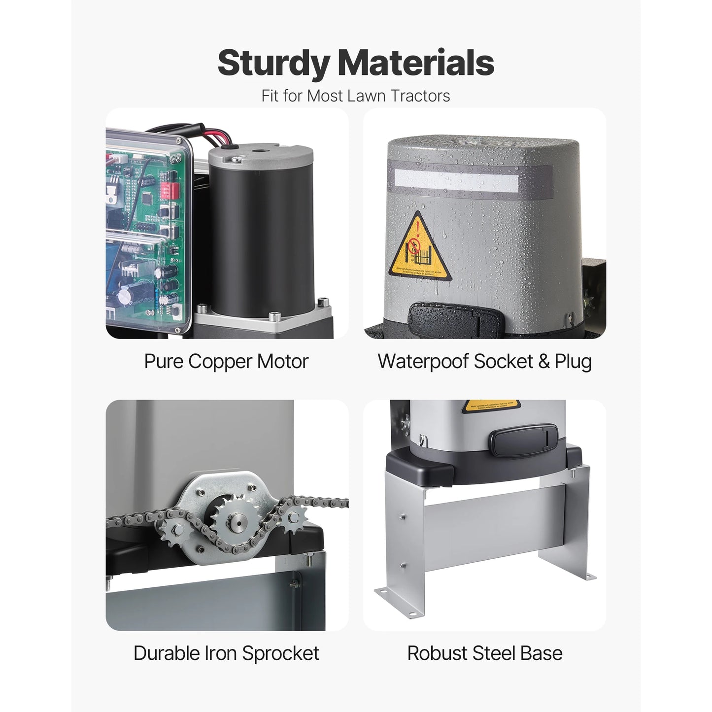 SucceBuy Solar Gate Opener Gate Opener Chain Drive Sliding Fence Door Motor with Infrared Sensor Driveway Gates Opening System