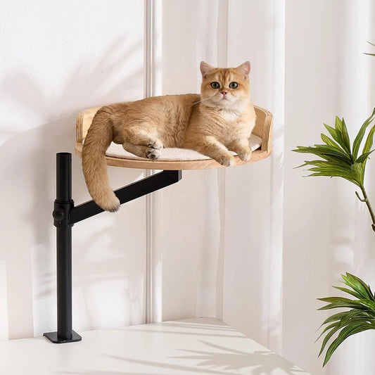 Cat Desk Bed 15.75', 360° Rotating, Height Adjustable, Up to 22kg, for Office & Gaming Tables