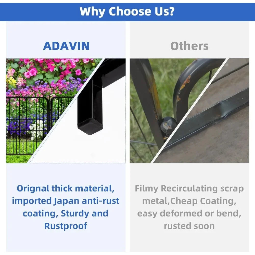 Tall Garden Fence, 48 Inch (H) 10 Pieces Heavy Duty Iron Metal Animal Fence, Indoor or Outdoor Dog Fence