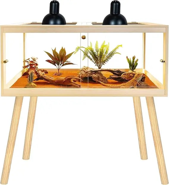 Large Bearded Dragon Enclosure with Legs, Tortoise Habitat featuring Metal Mesh Lid, Secure Lockable Reptile Cage, Snake Tank