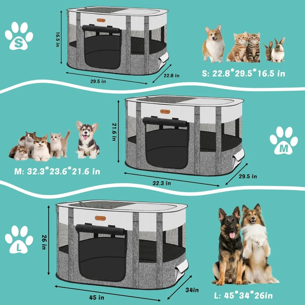 Foldable Pet Playpen - Cat & Puppy Playpen, Travel Dog Crate with Carrying Case, Cat Tent Dog Pen for Outdoor Camping Use