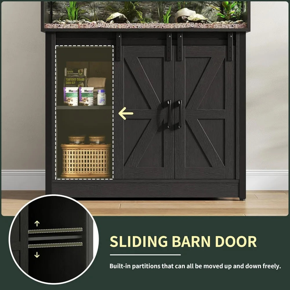 40-Gallon Reptile Habitat with Integrated Stand, Tank Featuring Sliding Barn Door and Storage, Acrylic-Doored Vivarium with Mesh