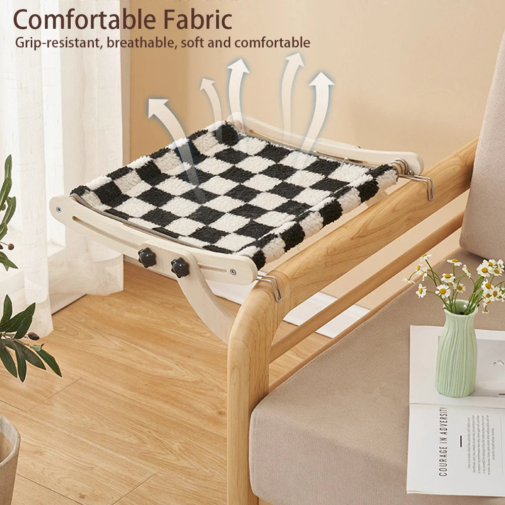 Cat Hammock, Dual-use Cat Window Hammock For Indoor Cats, Adjustable Wood Radiator Beds Cat Window Beds Holds Up 18kg