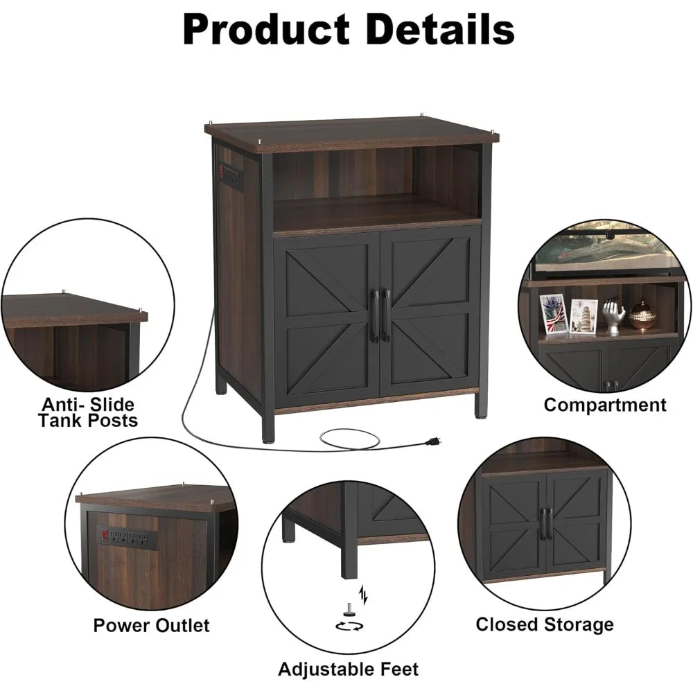 GDLF Terrarium Stand Reptile Tank Stand with Accessories Storage and Power Outlets for 24”Wx18”D Reptile Terrarium