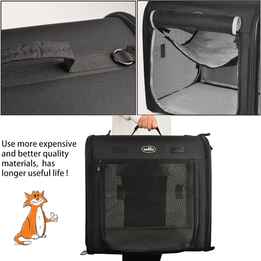 Portable 2in1 Pet Carrier for Medium Dogs Large Cat Carrier for 2 Cats Travel Double Dog Crate Set with Portable Carry Bag Hamm