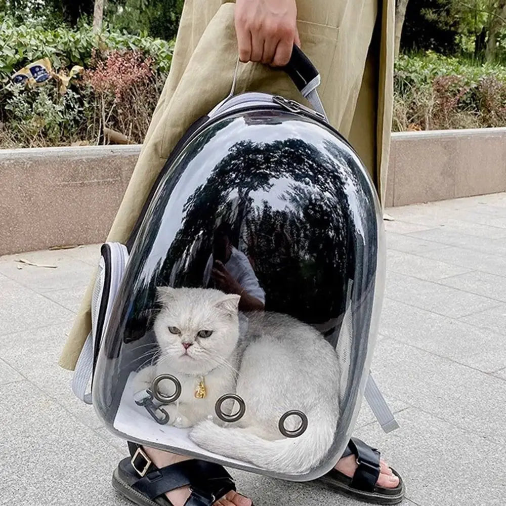 Portable Transparent Pet Cat Carrier Clear Dome Space Capsule Pet Carrying Bag Breathable Cat Backpack Vet Visit
