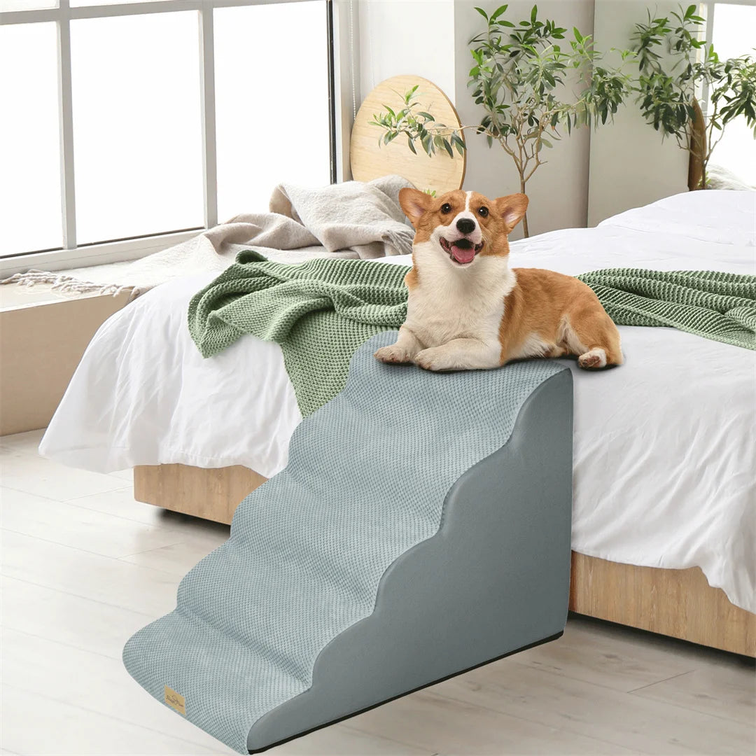 Pet Dog Stairs for High Beds and Sofa Couch High-Density Sponge Foam Dog Steps with Washable Cover for Puppies